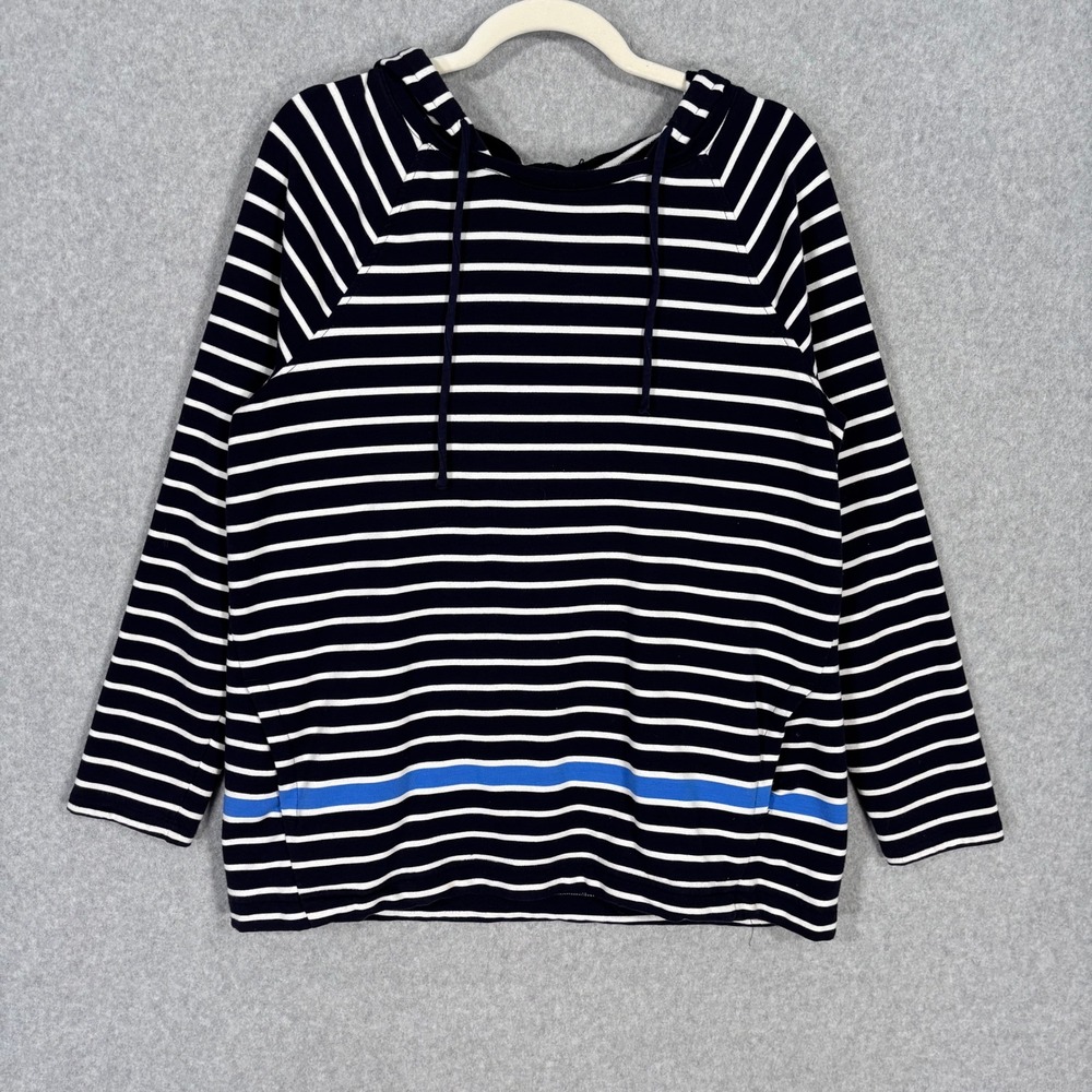 Talbots Hooded Sweatshirt Large Navy Pima Modal Nautical Yacht Lounge‎ Comfy